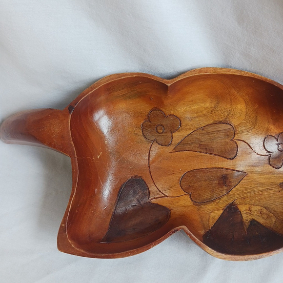 Vintage Monkeypod Wood Hand Carved Leaf Bowl 18 Inch - Picture 2 of 6